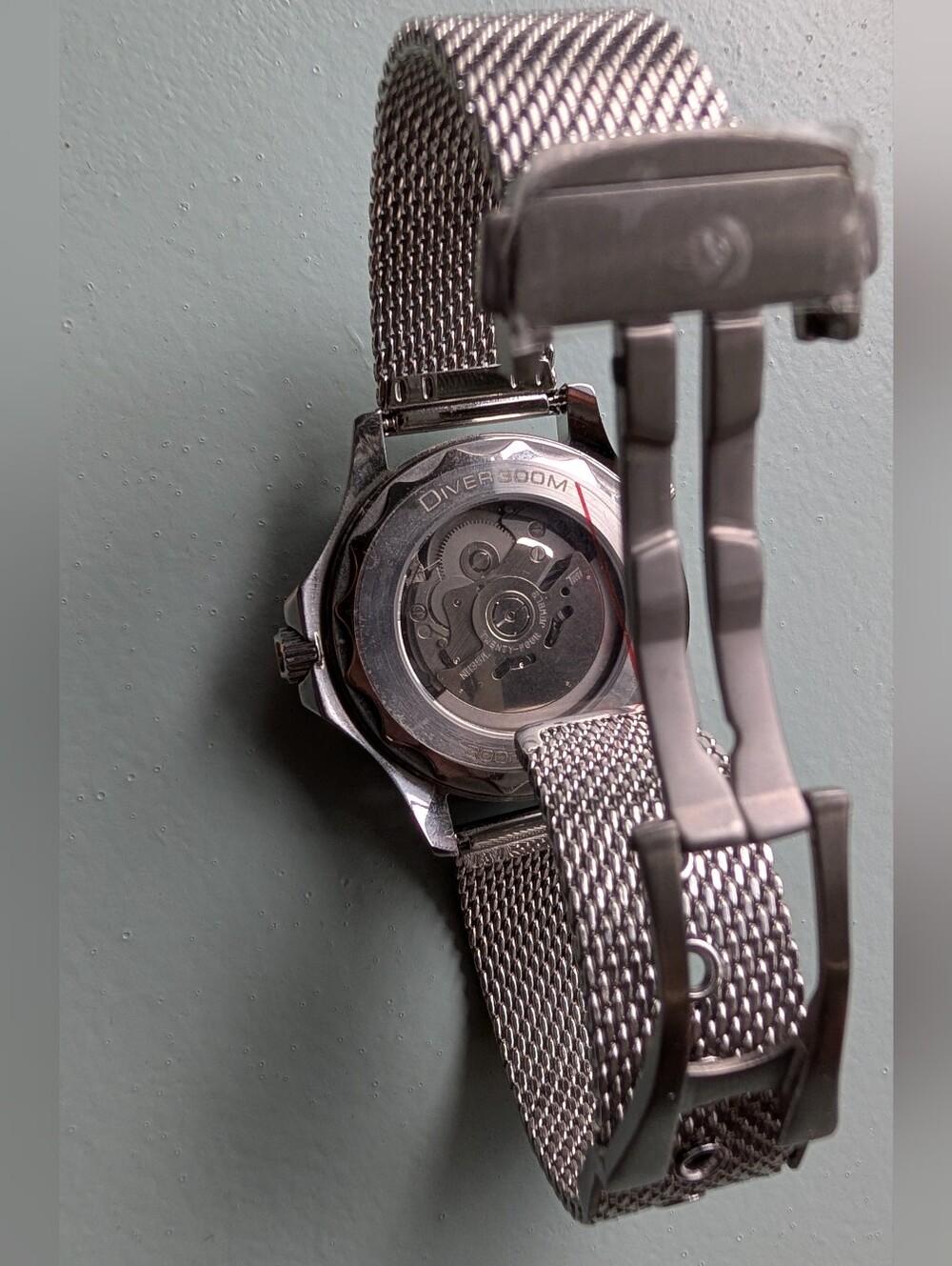Seiko Seamaster Mod Blue Dial Diver Watch with Silver Mesh Bracelet Nh35 - Picture 4 of 5